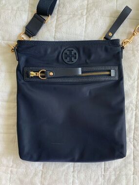 Tory Burch Navy Nylon Crossbody with Gold Hardware
